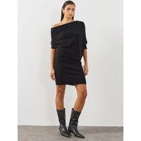 Allsaints Womens Ellie One Shoulder Mini Dress - Black