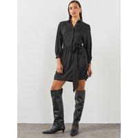 Allsaints Womens Noora Mini Shirt Dress - Black