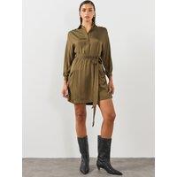 Allsaints Womens Noora Mini Shirt Dress - Brown