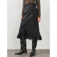 Allsaints Womens Irma Lace Trim Satin Skirt - Black