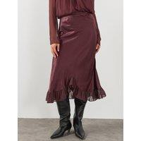 Allsaints Womens Irma Lace Trim Satin Skirt - Red