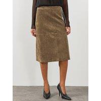 Allsaints Womens Olivia Suede Midi Skirt - Brown