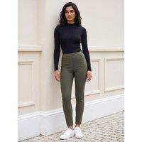 Roman Womens Fleece Backed Elasticated Waist Denim Trousers - Green