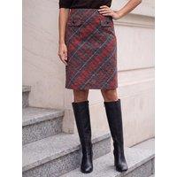 Roman Womens Check Knee Length A Line Skirt - Red