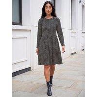 Roman Womens Petite Stretch Jersey All-Over Print Dress - Black