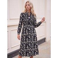 Roman Womens Petite Shirred Bodice Midi Dress - Black