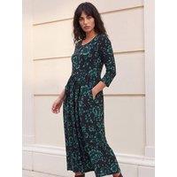 Roman Womens Abstract Floral Midi Length 3/4 Sleeve Midi Dress - Green