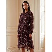 Roman Womens Petite Spot Print Mesh Insert Midi Dress - Brown