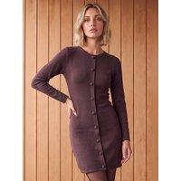 Roman Womens Button Front Slight Stretch Dress - Brown