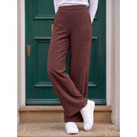 Roman Womens Stretch Elasticated Waist Wide Leg Trousers - Brown