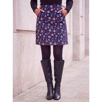 Roman Womens Geo Star Print Corduroy A-Line Skirt - Blue