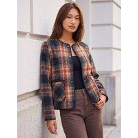 Roman Womens Check Button Edge-To-Edge Jacket