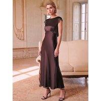 Roman Womens Lace Back Cowl Back Slash Neck Dress - Brown