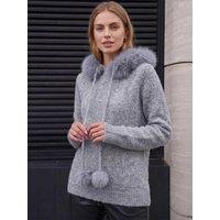 Roman Faux Fur Hooded Knit Jumper