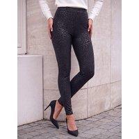 Roman Womens Leopard Shine Full Length Trousers - Black