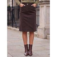Roman Womens Cord Textured A-Line Knee Length Skirt - Brown
