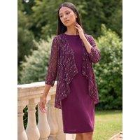 Roman Womens Petite Foil 2 In 1 Dress - Red