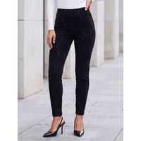Roman Womens Flocked Stretch Ankle Length Trousers - Black