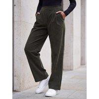 Roman Womens Wide Leg Cord Trousers - Green
