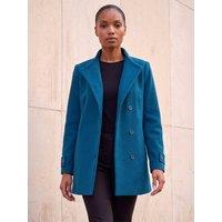 Roman Womens Funnel Neck Textured Heavyweight Jacket - Blue
