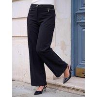 Roman Womens Ponte Zip Pocket Wide Leg Trousers - Black