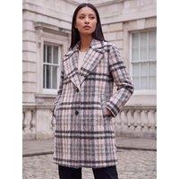 Roman Womens Petite Boucle Checked Coat - Pink