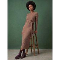Roman Womens Textured Tie Side A-Line Dress - Biscuit