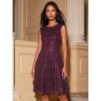 Roman Petite Sequin Lace Dress