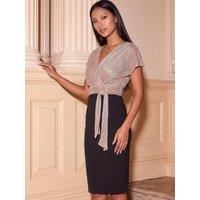 Roman Womens Petite Plisse Tie Waist Midi Dress - Pink