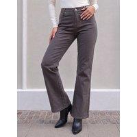Roman Womens Petite Stretch Denim Full-Length Trousers - Grey