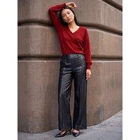 Roman Womens Pintuck Wide Leg Pull On Trousers - Black