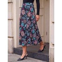 Roman Womens Floral Paisley Printed Midi Skirt - Black