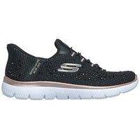 Skechers Women'S Summits Hands Free Slip-Ins Rhinestone Trainers - Black