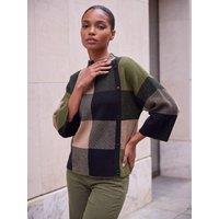 Roman Womens Button Detail Check Cardigan Cape