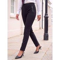Roman Womens Ponte Zip Slim Trousers - Black