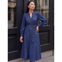 Roman Womens Tie Waist Panelled Midi Dress - Blue