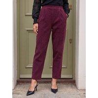 Roman Womens Petite Tuck Front Wide-Leg Corduroy Trousers - Red
