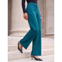 Roman Womens Wide Leg Ankle Length Trousers - Blue