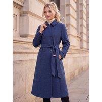 Roman Womens Petite Revere Collar Belted Trench Coat - Blue
