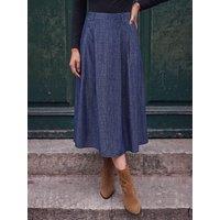 Roman Womens A-Line Pleat Elasticated Waist Denim Skirt - Blue