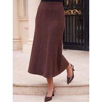 Roman Womens Cable Knit A-Line Midi Skirt - Brown