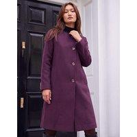 Roman Womens Premium Scarf Neckline Low-Hip Length Coat - Red