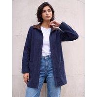 Roman Womens Petite Cord Edge-To-Edge Revere Collar Jacket - Blue