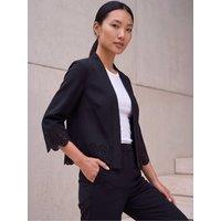 Roman Womens Crepe Cut Out Jacket - Black