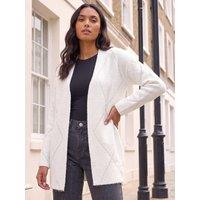 Roman Womens Sparkle Argyle Sequin Edge To Edge Cardigan - White