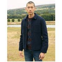 Threadbare Mens Faux Wool Collared Patch Pocket Jacket - Navy