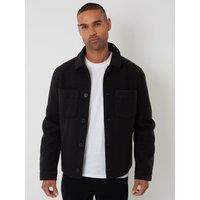 Threadbare Mens Santo Button Through Patch Pocket Jacket - Black