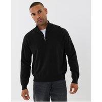 Threadbare Mens Relaxed Fit Quarter Zip Sweatshirt - Black