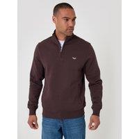 Threadbare Mens Fleece 1/4 Zip Patrick - Chocolate