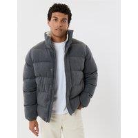 Threadbare Mens Market Padded High Neck Full-Zip Jacket - Grey